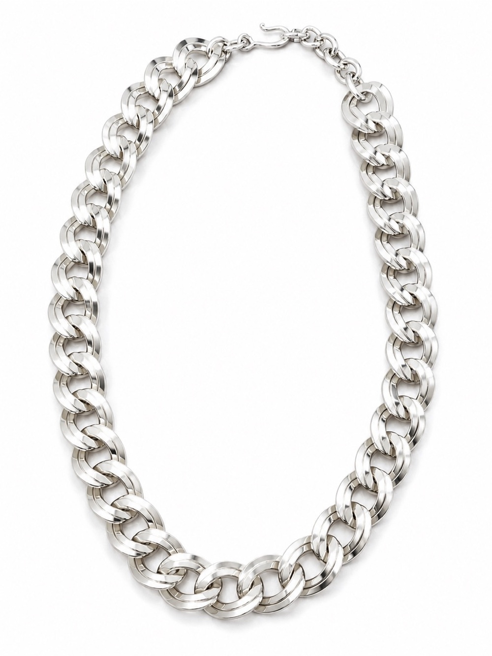 Vintage Signed Monet Silver Tone Chunky Curb Link Statement Necklace Heavy‎ 4 oz